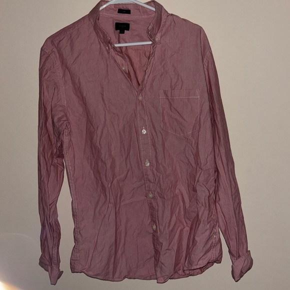Jcrew  pink striped slim fit mens long sleeve shirt Sz L - Picture 1 of 9